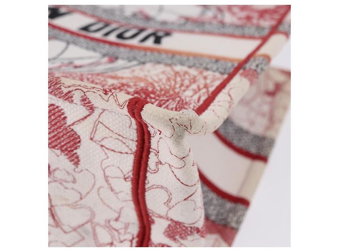 Christian Dior Book Tote Canvas White Red Auth ka6183V Bianco Rosso - vista 13