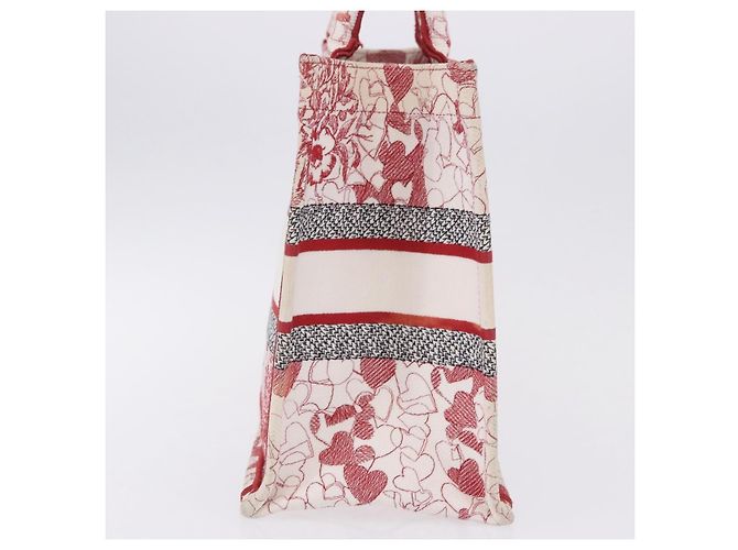 Christian Dior Book Tote Canvas White Red Auth ka6183V Bianco Rosso - vista 7