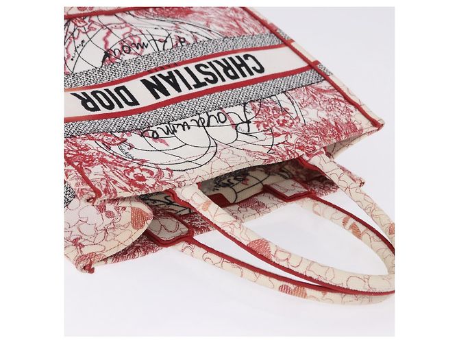 Christian Dior Book Tote Canvas White Red Auth ka6183V Bianco Rosso - vista 8
