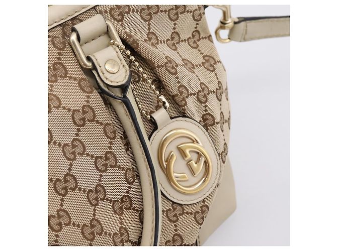 Borsa GUCCI GG Canvas Sukey 2way Beige Gold 247902 Auth 201493 D'oro - vista 21
