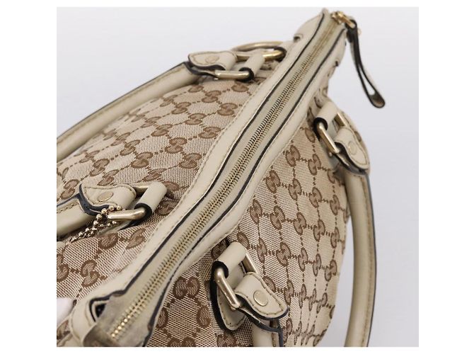 Borsa GUCCI GG Canvas Sukey 2way Beige Gold 247902 Auth 201493 D'oro - vista 6