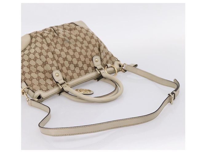 Borsa GUCCI GG Canvas Sukey 2way Beige Gold 247902 Auth 201493 D'oro - vista 9