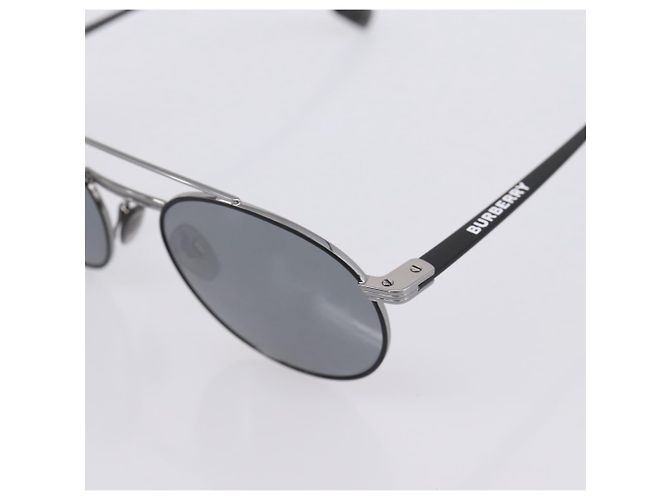 BURBERRY Sonnenbrille Metal Black Silver Auth BA15586V Schwarz Silber - Ansicht 7