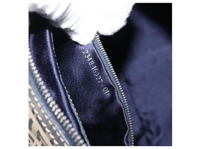 Borsa Boston FENDI Zucchino Canvas Navy Silver Auth 203884 Argento Blu navy - vista 12