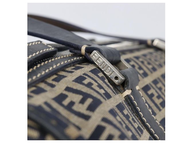 Borsa Boston FENDI Zucchino Canvas Navy Silver Auth 203884 Argento Blu navy - vista 19