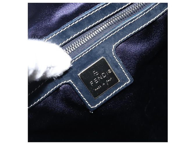 Borsa Boston FENDI Zucchino Canvas Navy Silver Auth 203884 Argento Blu navy - vista 20