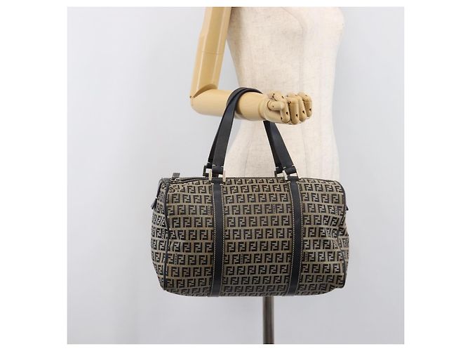 Borsa Boston FENDI Zucchino Canvas Navy Silver Auth 203884 Argento Blu navy - vista 25