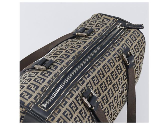 Borsa Boston FENDI Zucchino Canvas Navy Silver Auth 203884 Argento Blu navy - vista 6