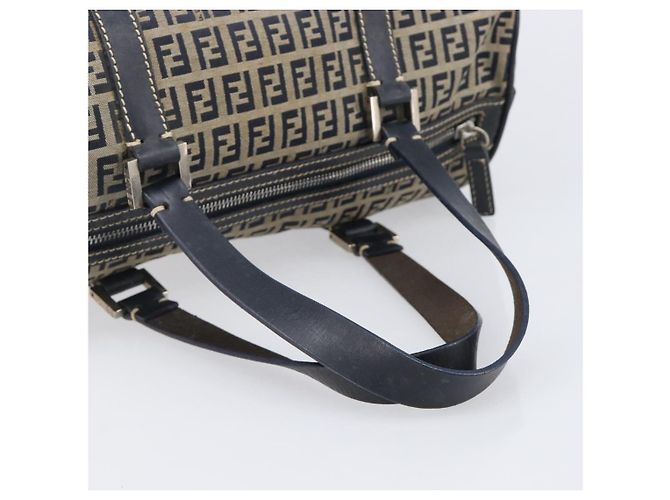 Borsa Boston FENDI Zucchino Canvas Navy Silver Auth 203884 Argento Blu navy - vista 7