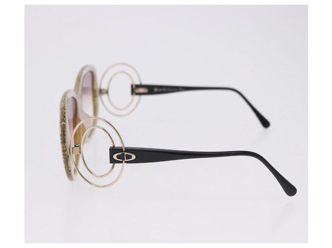 Occhiali da sole Christian Dior Plastica Beige Tono Oro Auth ar14225V - vista 8