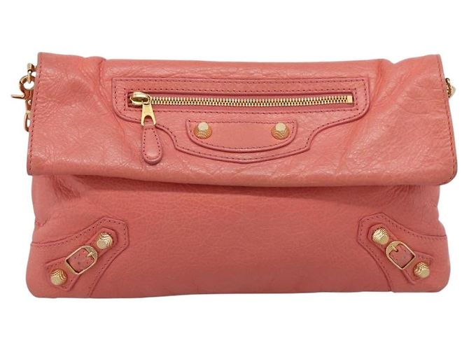 Borsa a tracolla BALENCIAGA Giant Envelope in pelle Pink Gold Auth 204813A Rosa D'oro - vista 13