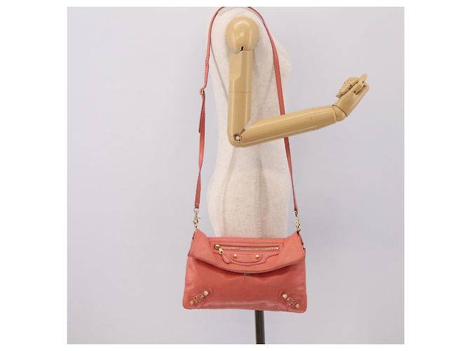 Borsa a tracolla BALENCIAGA Giant Envelope in pelle Pink Gold Auth 204813A Rosa D'oro - vista 27
