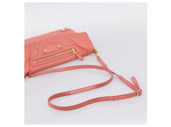 Borsa a tracolla BALENCIAGA Giant Envelope in pelle Pink Gold Auth 204813A Rosa D'oro - vista 7