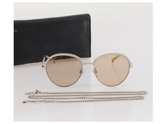 Gafas de sol CHANEL metal Gold CC Auth 204787M Dorado - vista 12
