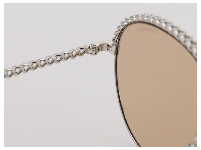 Gafas de sol CHANEL metal Gold CC Auth 204787M Dorado - vista 7