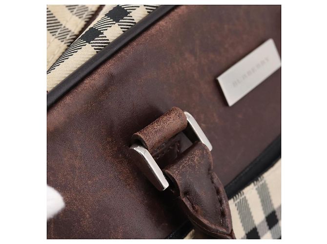 BURBERRY Nova Check Handtasche Canvas Beige Silver Auth 205173 Silber - Ansicht 10