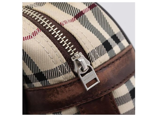 BURBERRY Nova Check Handtasche Canvas Beige Silver Auth 205173 Silber - Ansicht 11