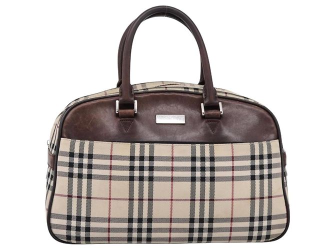 BURBERRY Nova Check Handtasche Canvas Beige Silver Auth 205173 Silber - Ansicht 13