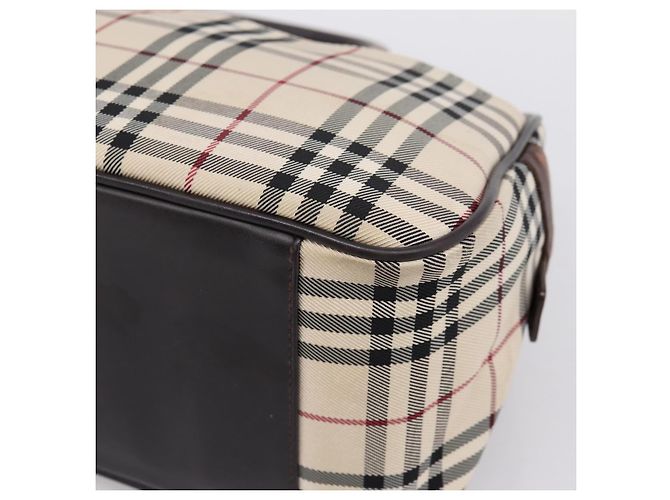 BURBERRY Nova Check Handtasche Canvas Beige Silver Auth 205173 Silber - Ansicht 14