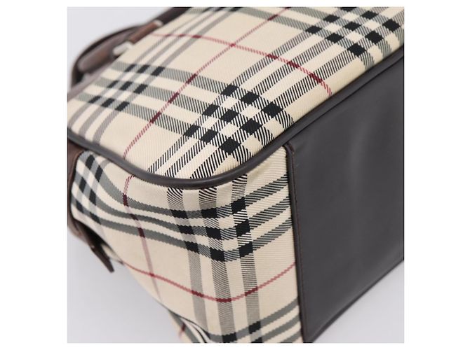 BURBERRY Nova Check Handtasche Canvas Beige Silver Auth 205173 Silber - Ansicht 15