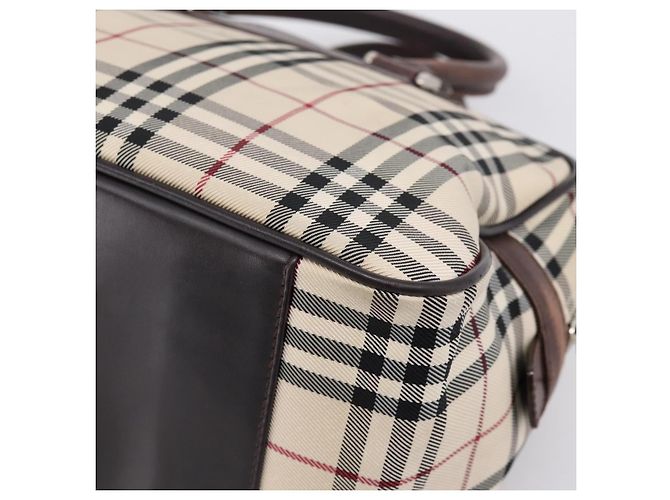 BURBERRY Nova Check Handtasche Canvas Beige Silver Auth 205173 Silber - Ansicht 16