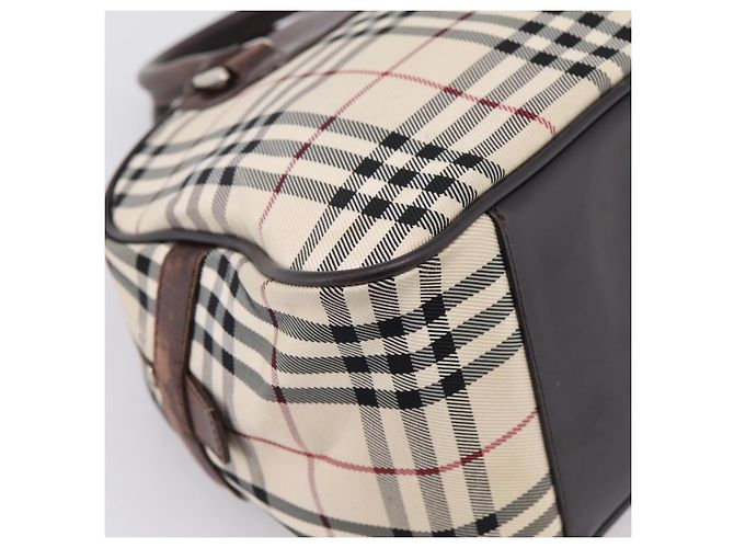 BURBERRY Nova Check Handtasche Canvas Beige Silver Auth 205173 Silber - Ansicht 17