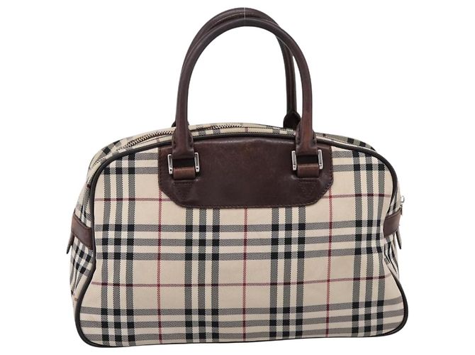 BURBERRY Nova Check Handtasche Canvas Beige Silver Auth 205173 Silber - Ansicht 2