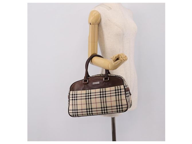 BURBERRY Nova Check Handtasche Canvas Beige Silver Auth 205173 Silber - Ansicht 24