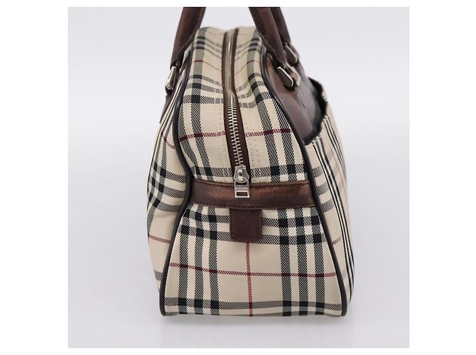 BURBERRY Nova Check Handtasche Canvas Beige Silver Auth 205173 Silber - Ansicht 3