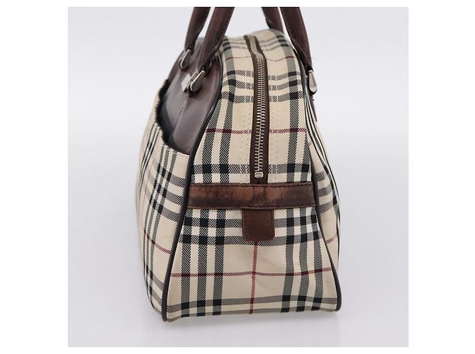 BURBERRY Nova Check Handtasche Canvas Beige Silver Auth 205173 Silber - Ansicht 4