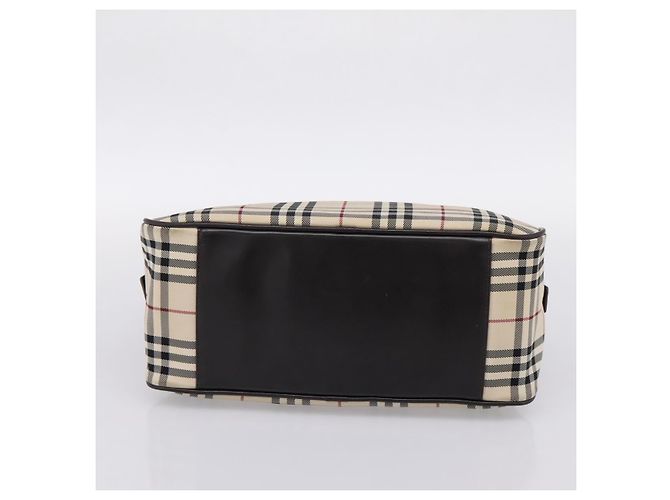 BURBERRY Nova Check Handtasche Canvas Beige Silver Auth 205173 Silber - Ansicht 5