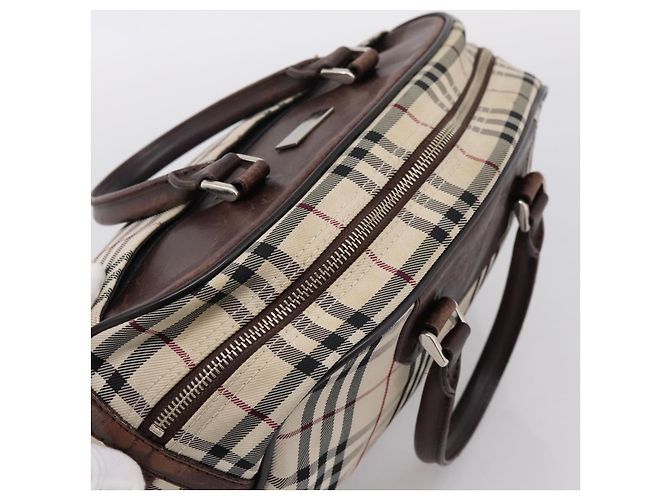 BURBERRY Nova Check Handtasche Canvas Beige Silver Auth 205173 Silber - Ansicht 6