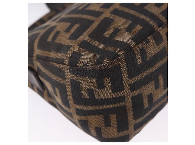 Borsa a tracolla FENDI Zucca Canvas Mamma Baguette Marrone Nero Auth 204131V - vista 15