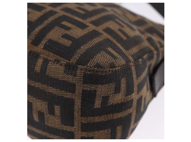Borsa a tracolla FENDI Zucca Canvas Mamma Baguette Marrone Nero Auth 204131V - vista 18