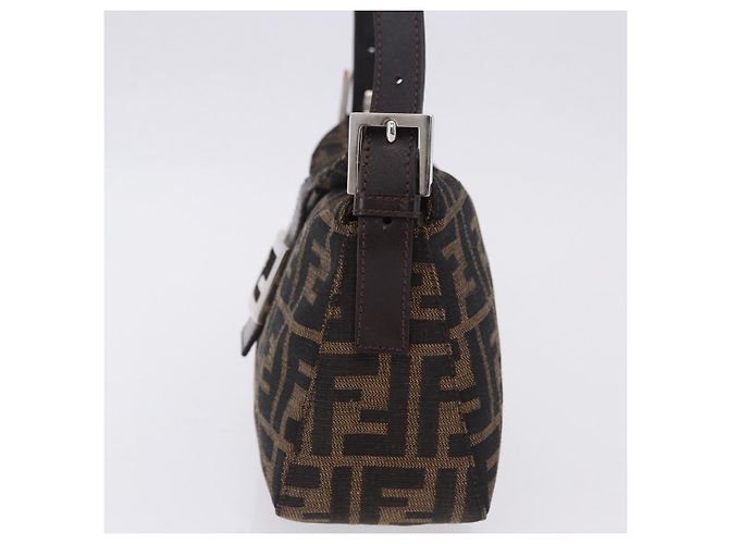Borsa a tracolla FENDI Zucca Canvas Mamma Baguette Marrone Nero Auth 204131V - vista 3