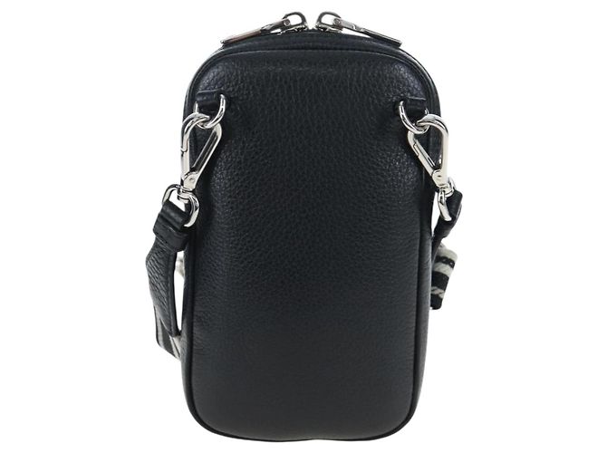 PRADA Schultertasche Vittero Dino Leather Black Silver Auth 202911V Schwarz Silber - Ansicht 2
