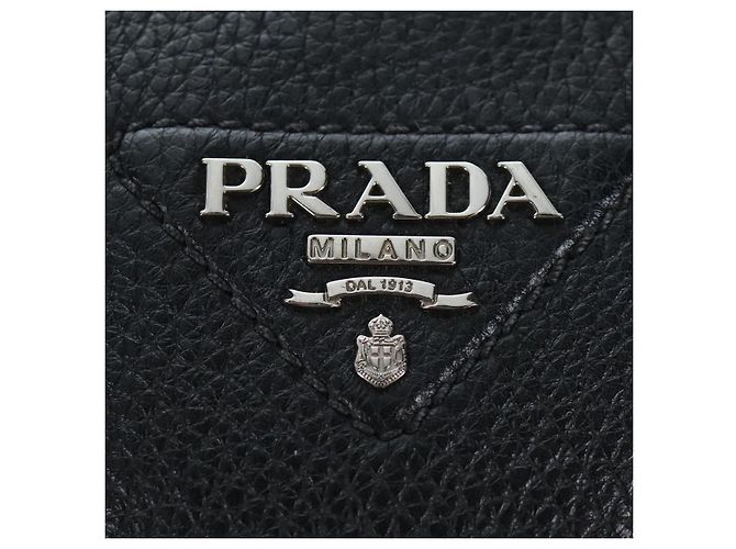 PRADA Schultertasche Vittero Dino Leather Black Silver Auth 202911V Schwarz Silber - Ansicht 21