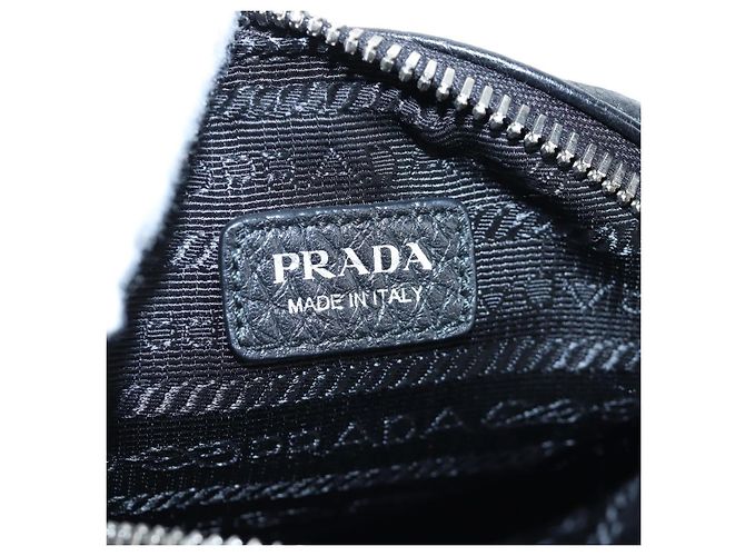 PRADA Schultertasche Vittero Dino Leather Black Silver Auth 202911V Schwarz Silber - Ansicht 23