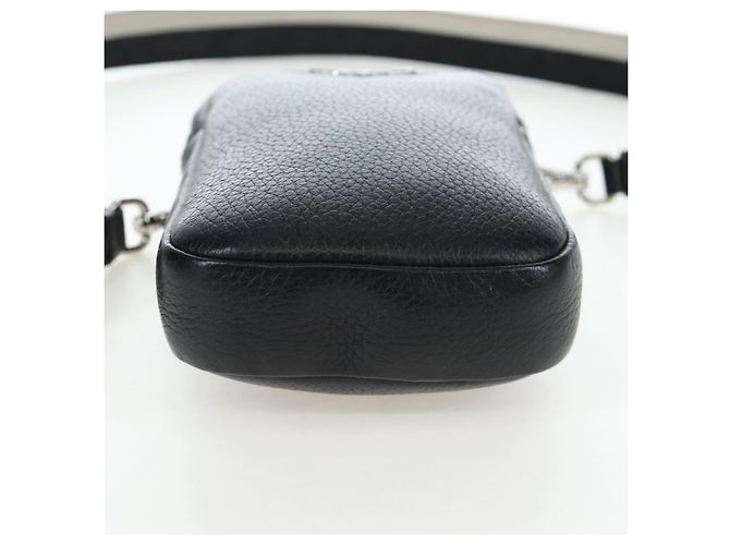 PRADA Schultertasche Vittero Dino Leather Black Silver Auth 202911V Schwarz Silber - Ansicht 5