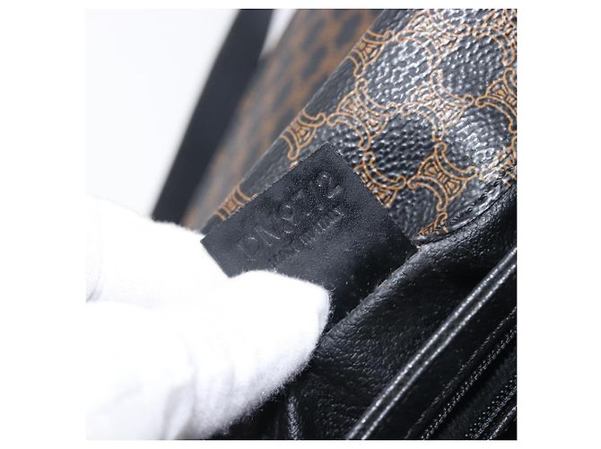 Céline CELINE Macadam Schultertasche PVC Leder Schwarz Goldfarben Auth BA15505 - Ansicht 12