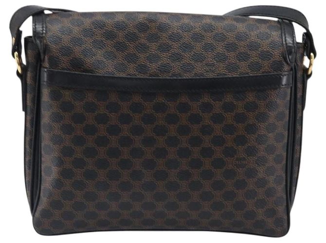 Céline CELINE Macadam Schultertasche PVC Leder Schwarz Goldfarben Auth BA15505 - Ansicht 2