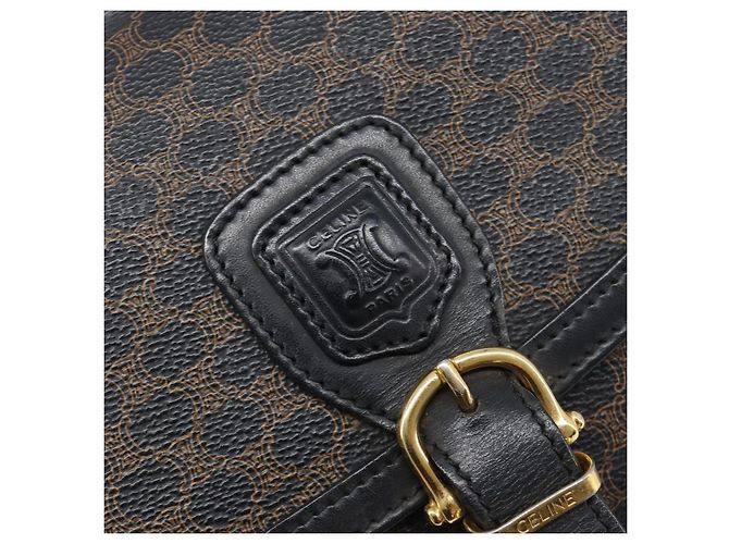 Céline CELINE Macadam Schultertasche PVC Leder Schwarz Goldfarben Auth BA15505 - Ansicht 20