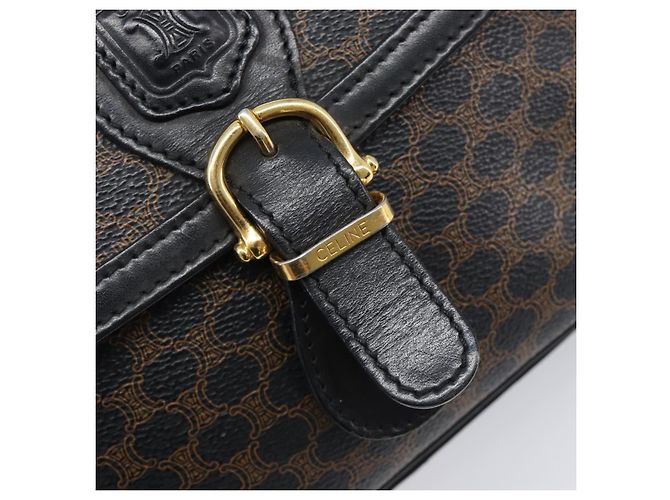 Céline CELINE Macadam Schultertasche PVC Leder Schwarz Goldfarben Auth BA15505 - Ansicht 21