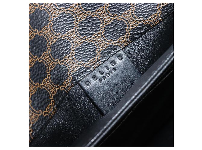 Céline CELINE Macadam Schultertasche PVC Leder Schwarz Goldfarben Auth BA15505 - Ansicht 23