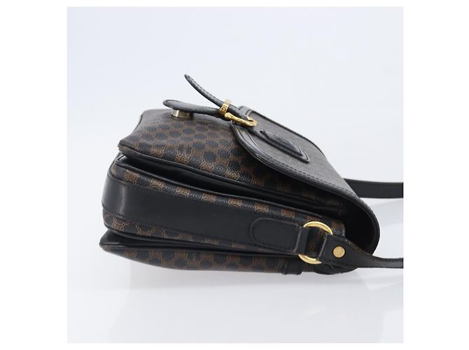 Céline CELINE Macadam Schultertasche PVC Leder Schwarz Goldfarben Auth BA15505 - Ansicht 3