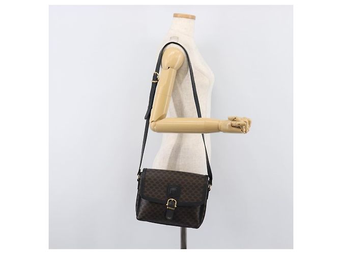 Céline CELINE Macadam Schultertasche PVC Leder Schwarz Goldfarben Auth BA15505 - Ansicht 30