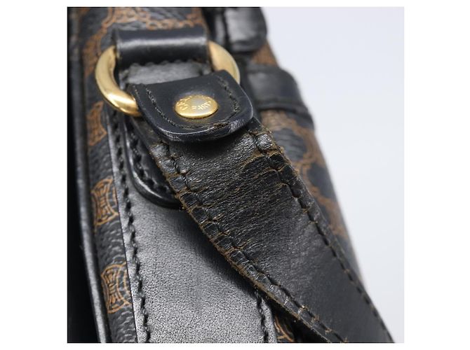 Céline CELINE Macadam Schultertasche PVC Leder Schwarz Goldfarben Auth BA15505 - Ansicht 9