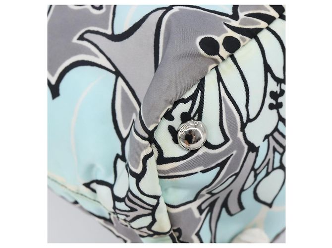 Saco Tote PRADA Nylon 2way Azul Claro Prata Auth 201271A - vista 18