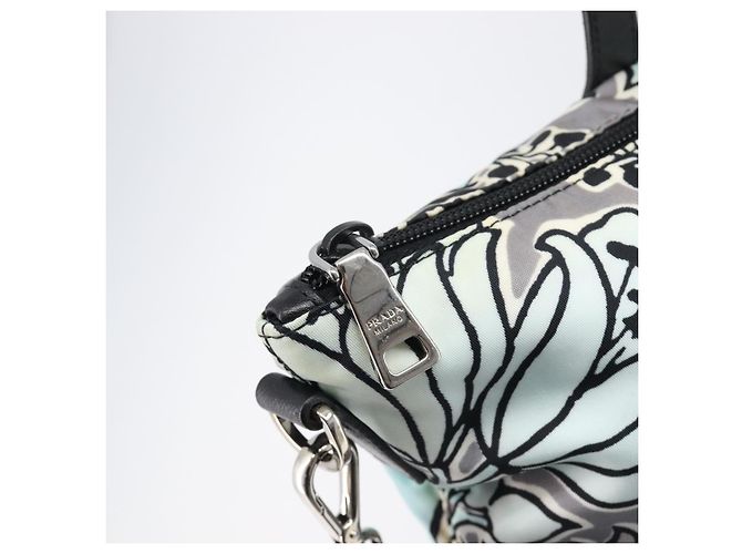 Saco Tote PRADA Nylon 2way Azul Claro Prata Auth 201271A - vista 22