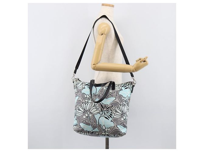 Saco Tote PRADA Nylon 2way Azul Claro Prata Auth 201271A - vista 29